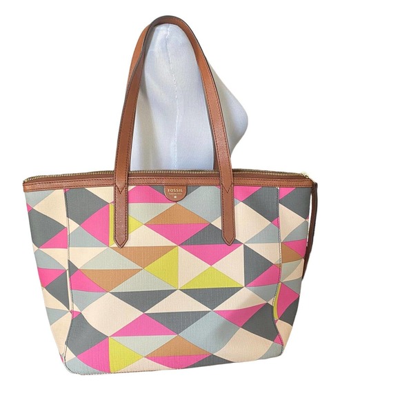 Fossil Bags Fossil Sydney Geometric Print Signature Shopper Tote